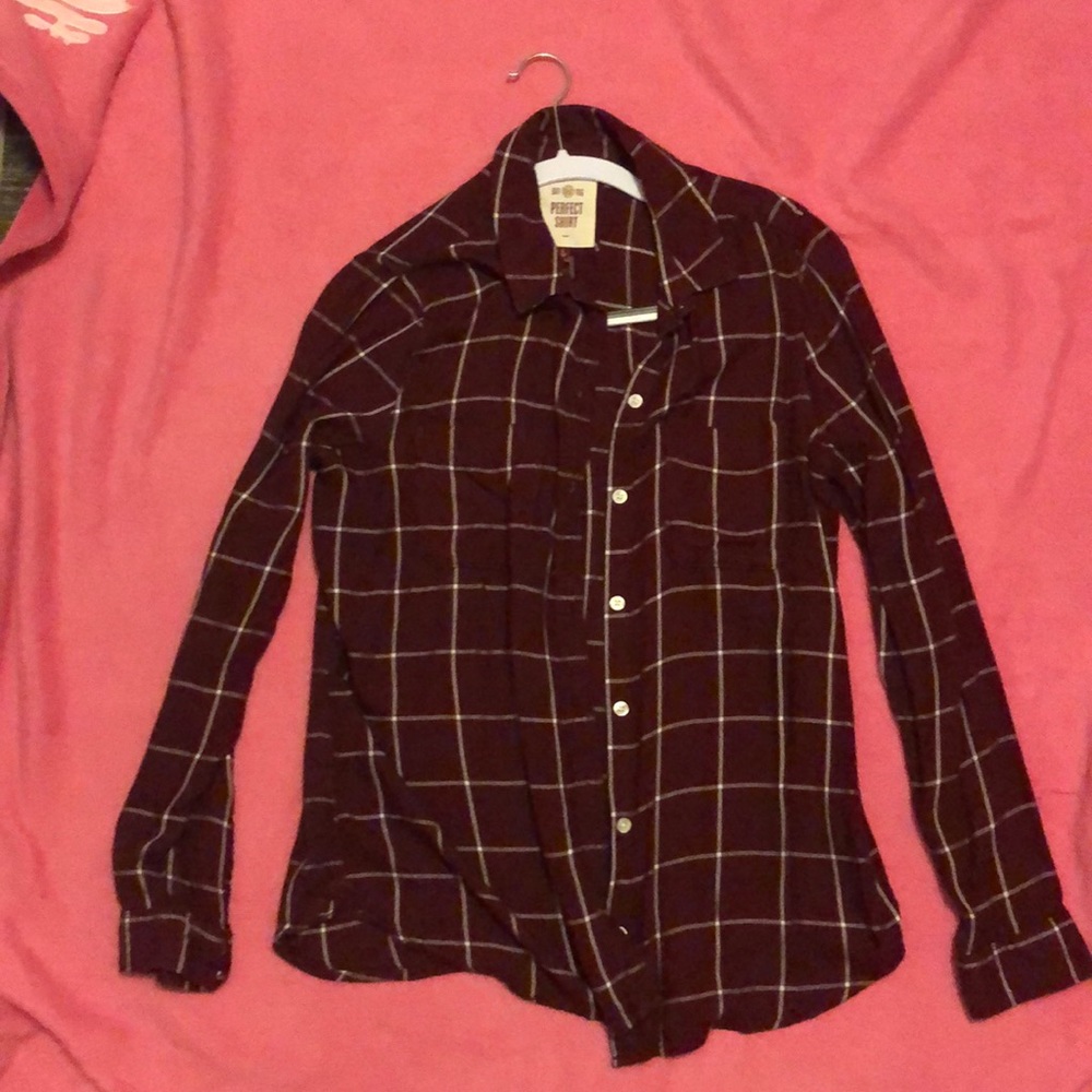 Burgundy button down shirt